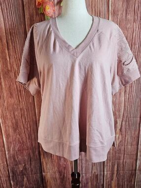 Jane & Delancey Embroidered Sleeve Sweatshirt Plus Size 1X